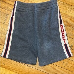 Gucci Gray Shorts with Red and White Stripes